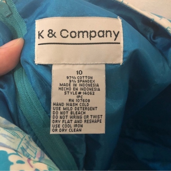 Vintage K & Company Blue & Pink Floral Dress - Picture 3 of 5